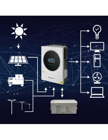 Qoltec Inwerter Solarny Off-Grid 6Kva | 6Kw | 120A | Mppt | Lcd | Wi-Fi | Bms | Sinus