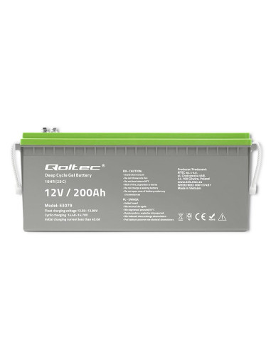 Qoltec Akumulator Żelowy Deep Cycle | 12V | 200Ah