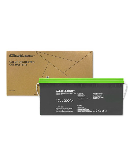 Qoltec Akumulator Żelowy 12V | 200Ah | Gel