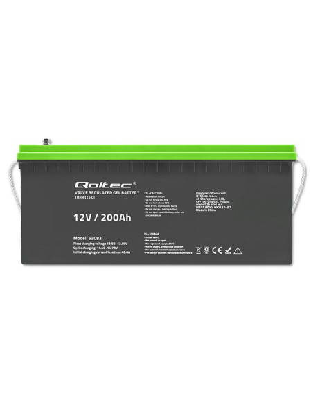 Qoltec Akumulator Żelowy 12V | 200Ah | Gel