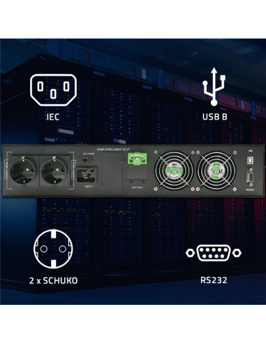 Qoltec Zasilacz Awaryjny Ups Do Rack | 2.4Kva | 2400W | Power Factor 1.0 | Lcd | Epo | Usb | On-Line