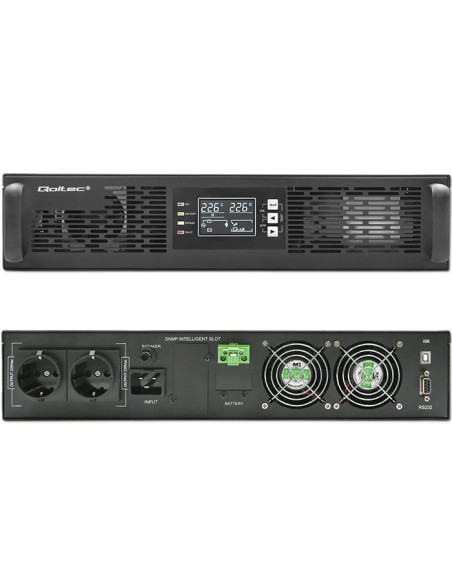 Qoltec Zasilacz Awaryjny Ups Do Rack | 2.4Kva | 2400W | Power Factor 1.0 | Lcd | Epo | Usb | On-Line