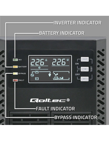 Qoltec Zasilacz Awaryjny Ups 2Kva | 2000W | Power Factor 1.0 | Lcd | Epo | Usb | On-Line