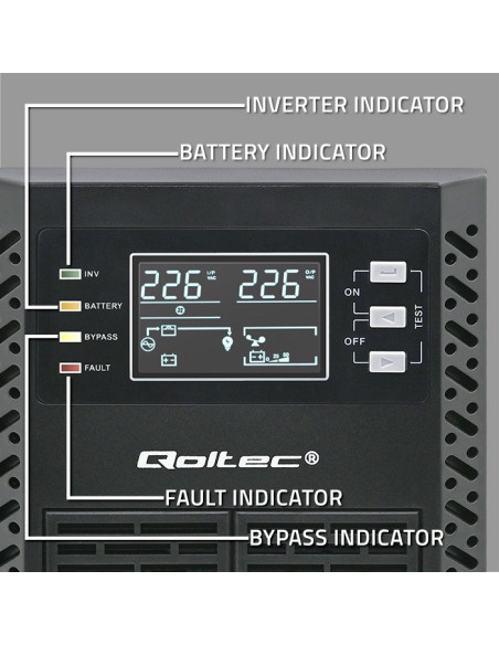 Qoltec Zasilacz Awaryjny Ups 2Kva | 2000W | Power Factor 1.0 | Lcd | Epo | Usb | On-Line