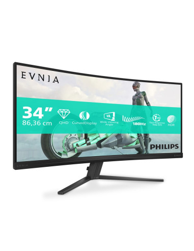 Philips Evnia 34M2C3500L/00 Monitor Komputerowy 86,4 Cm (34") 3440 X 1440 Px Wide Quad Hd Lcd Czarny