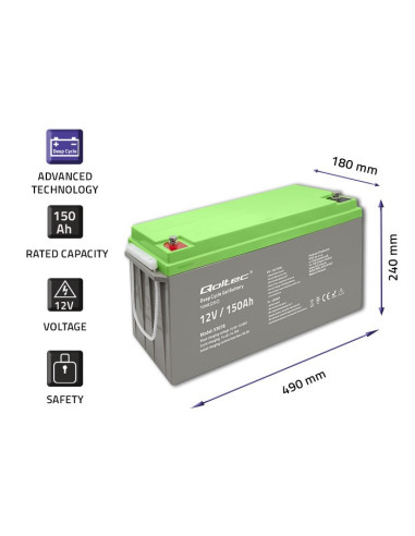 Qoltec Akumulator Żelowy Deep Cycle | 12V | 150Ah