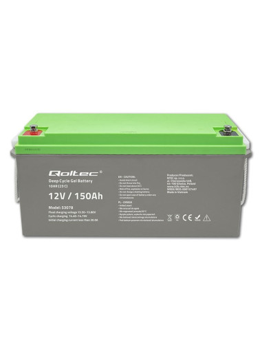 Qoltec Akumulator Żelowy Deep Cycle | 12V | 150Ah