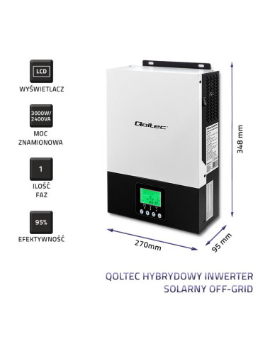 Qoltec Inwerter Solarny Hybrydowy Off-Grid 2.4Kw | 80A | Mppt | Sinus