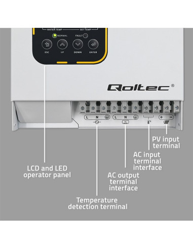 Qoltec Inwerter Przetwornica Solarna Do Grzania Wody Eco Solar Boost | Mppt | Bypass | Lcd | 4Kw