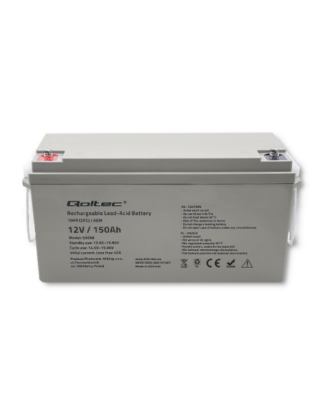 Qoltec Akumulator Agm 12V | 150Ah | Max.2250A