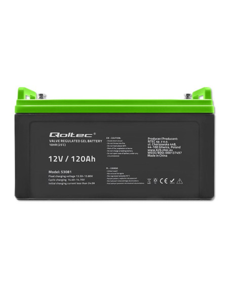 Qoltec Akumulator Żelowy 12V | 120Ah | Gel