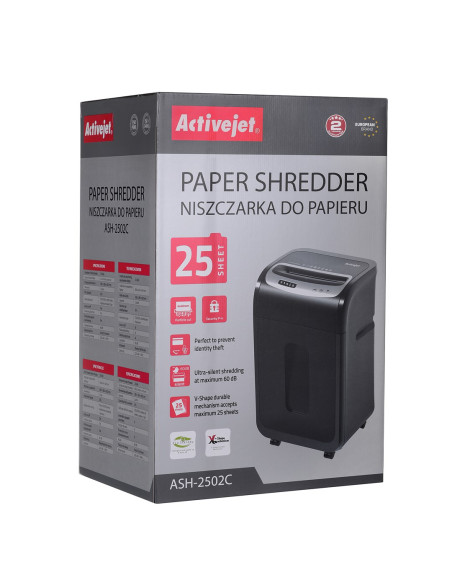 Niszczarka Activejet Ash-2502C, P-4, 28 L, Ścinki 4X40 Mm, Czarna