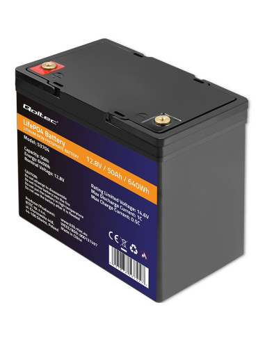Qoltec Akumulator Lifepo4 Litowo-Żelazowo-Fosforanowy | 12.8V | 50Ah | 640Wh | Bms
