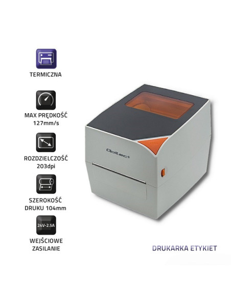 Qoltec Drukarka Etykiet | Termiczna | Max. 104Mm