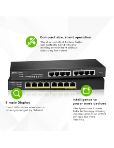 Switch Zyxel Gs1915-8Ep 8P Poe (Poe+: 8 ) 60W Managed Gigabit 2
