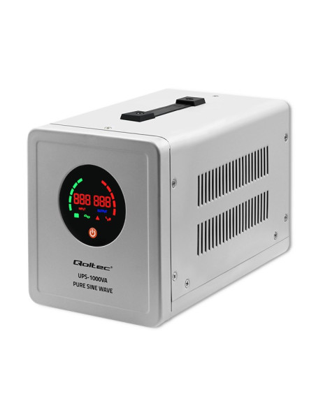 Qoltec Zasilacz Awaryjny Pure Sine Wave Ups | 1000Va | 700W | Szary