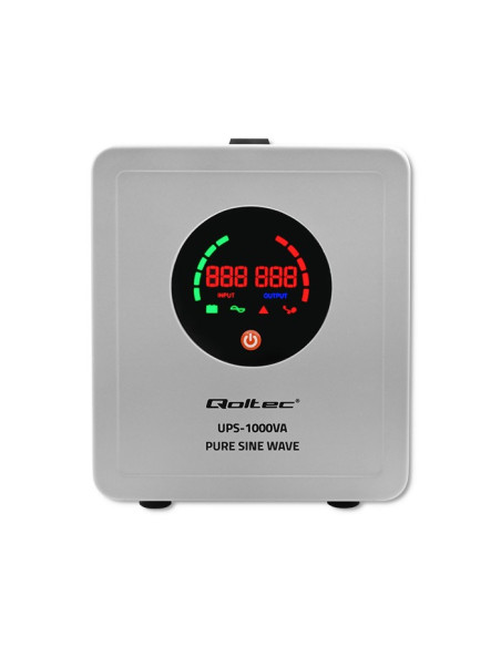 Qoltec Zasilacz Awaryjny Pure Sine Wave Ups | 1000Va | 700W | Szary