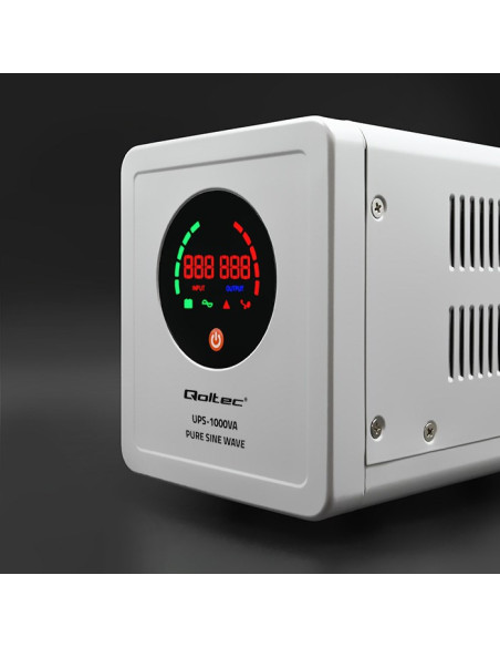 Qoltec Zasilacz Awaryjny Pure Sine Wave Ups | 1000Va | 700W | Szary