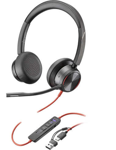 Zestaw Słuchawkowy Poly Blackwire 8225 Microsoft Teams Certified Stereo Usb-C Headset + Usb-C/A Adapter 8X225Aa