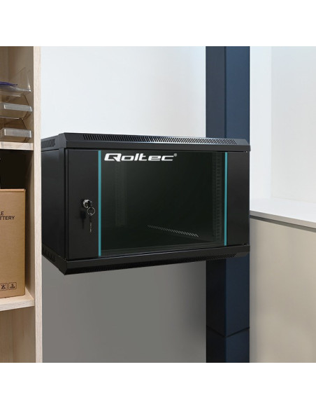 Szafa Wisząca Qoltec Rack 19" 6U 600X370X600 Czarna