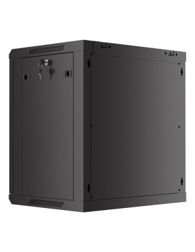 Szafa Instalacyjna Rack Wisząca 19" 12U 600X450 Czarna Drzwi Perforowane Lanberg (Flat Pack)