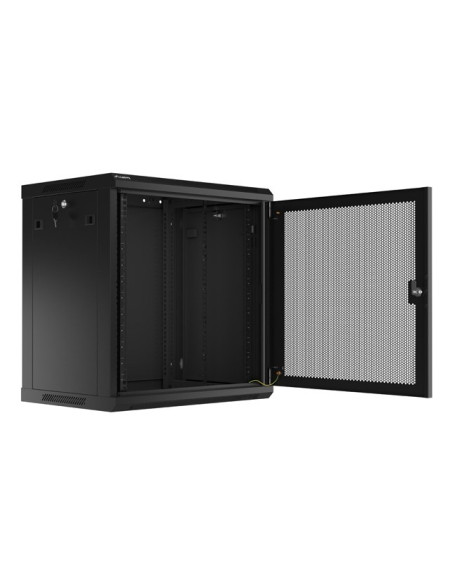 Szafa Instalacyjna Rack Wisząca 19" 12U 600X450 Czarna Drzwi Perforowane Lanberg (Flat Pack)