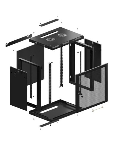 Szafa Instalacyjna Rack Wisząca 19" 12U 600X450 Czarna Drzwi Perforowane Lanberg (Flat Pack)