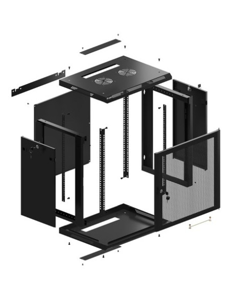 Szafa Instalacyjna Rack Wisząca 19" 12U 600X450 Czarna Drzwi Perforowane Lanberg (Flat Pack)