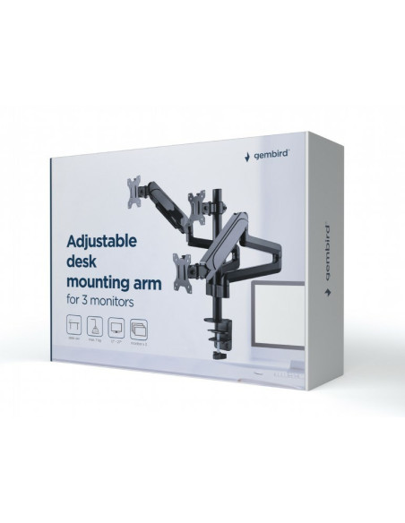 Gembird Biurkowe Regulowane Ramię/Uchwyt Na 3 Monitory 17-27, Vesa 100X100Mm, Do 7 Kg