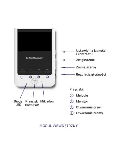 Qoltec Wideodomofon Theon 4 | Tft Lcd 4.3" | Biały