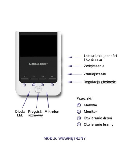 Qoltec Wideodomofon Theon 4 | Tft Lcd 4.3" | Biały