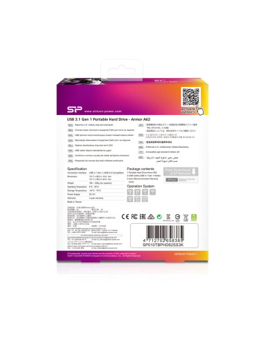 Silicon Power Armor A62 Zewnętrzny Dysk Twarde 1 Tb 2.5" Usb Typu-A 3.2 Gen 1 (3.1 Gen 1) Czarny, Czerwony