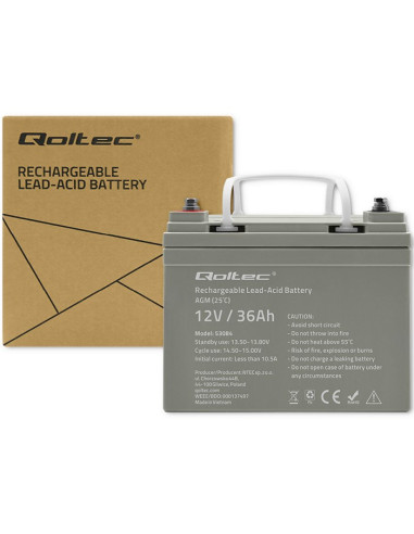 Qoltec  Akumulator Agm | 12V | 36Ah | Bezobsługowy | Wydajny | Longlife | Do Ups, Skutera
