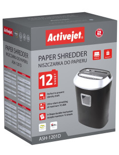 Niszczarka Activejet Ash-1201D, P-3, 25 L, Ścinki 45 Mm, Czarno-Srebrna. 2