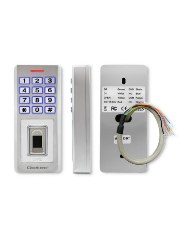 Qoltec Zamek Szyfrowy Oberon Z Czytnikiem Linii Papilarnych | Rfid | Kod | Karta | Brelok | Dzwonek | Ip68 | Em