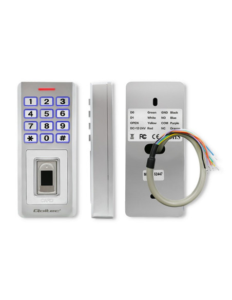Qoltec Zamek Szyfrowy Oberon Z Czytnikiem Linii Papilarnych | Rfid | Kod | Karta | Brelok | Dzwonek | Ip68 | Em