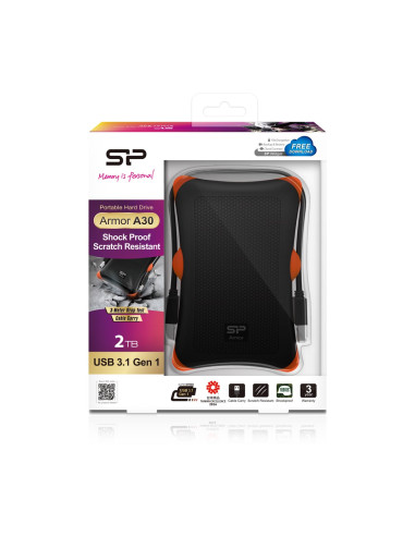 Dysk Zewnętrzny Silicon Power Armor A30 Sp020Tbphda30S3K (2 Tb   2.5"  Usb 3.1  5400 Obr/Min)