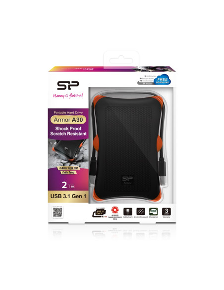 Dysk Zewnętrzny Silicon Power Armor A30 Sp020Tbphda30S3K (2 Tb   2.5"  Usb 3.1  5400 Obr/Min)