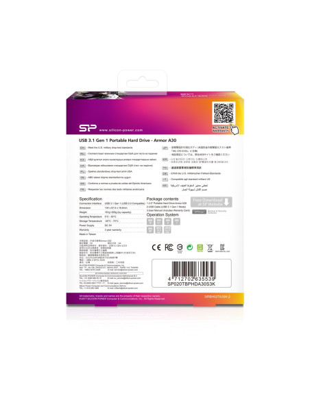 Dysk Zewnętrzny Silicon Power Armor A30 Sp020Tbphda30S3K (2 Tb   2.5"  Usb 3.1  5400 Obr/Min)