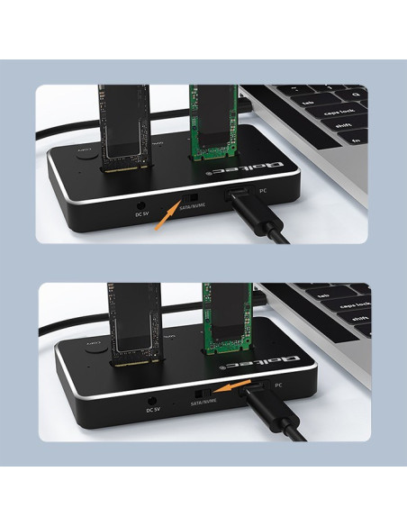 Qoltec Stacja Dokująca Dysków Ssd M.2 | Nvme | Sata | Usb-C | Dual 2 X 2Tb