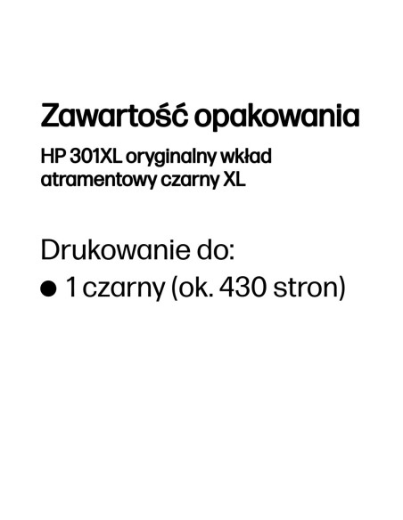 Hp 301Xl Oryginalny Wkład Atramentowy Czarny Xl