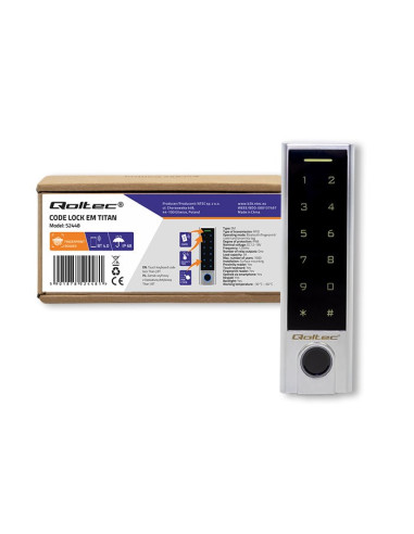 Qoltec Zamek Szyfrowy Dotykowy Titan Z Czytnikiem Linii Papilarnych | Rfid | Bt 4.0 | Kod | Karta | Brelok | Dzwanek | Ip68