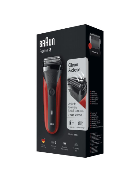 Braun Series 3 300S Golarka Foliowa Przycinarka Czarny, Czerwony