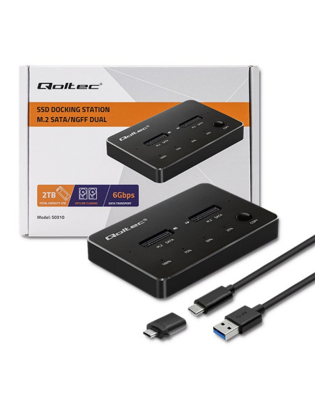 Qoltec Stacja Dokująca Dysków 2X Ssd M.2 Sata | Ngff | Usb Typ C