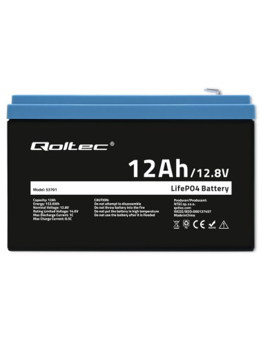 Qoltec Akumulator Lifepo4 Litowo-Żelazowo-Fosforanowy 12.8V 12Ah 153.6Wh Bms