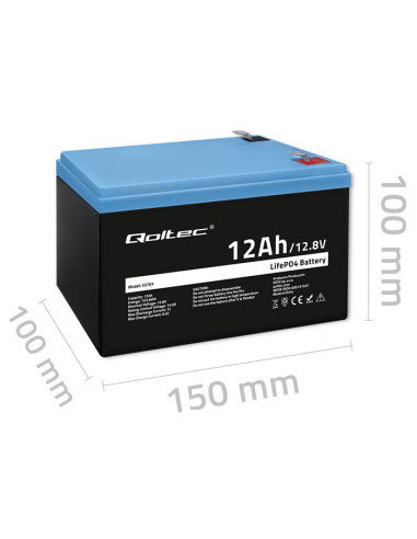 Qoltec Akumulator Lifepo4 Litowo-Żelazowo-Fosforanowy 12.8V 12Ah 153.6Wh Bms