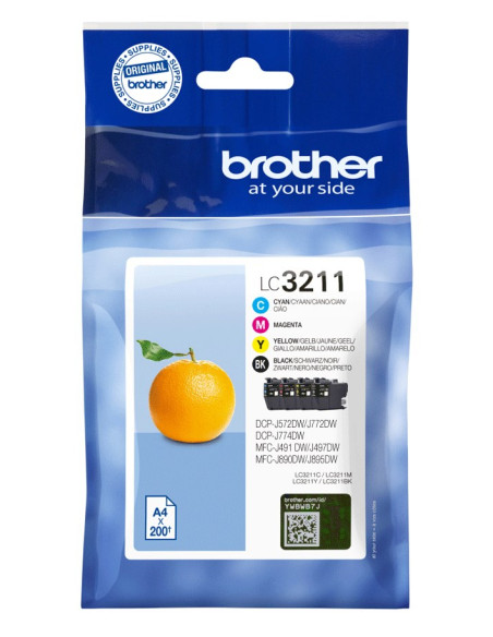 Brother Lc3211Valdr Nabój Z Tuszem 4 Szt. Oryginalny Czarny, Cyjan, Purpurowy, Żółty