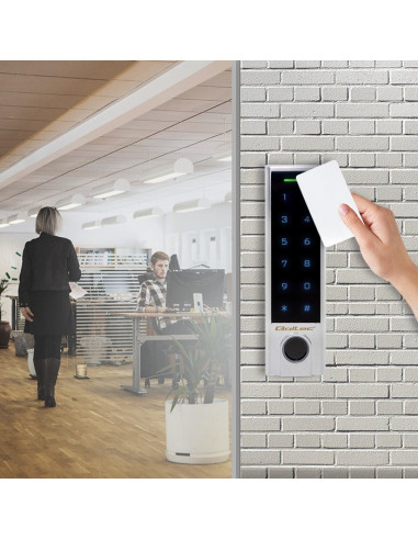 Qoltec Zamek Szyfrowy Dotykowy Proteus Z Czytnikiem Linii Papilarnych | Rfid | Kod | Karta | Brelok | Dzwonek | Ip68 | Em