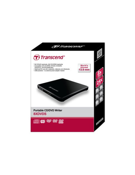Transcend Ts8Xdvds-K Dysk Optyczny Dvd±R/Rw Czarny
