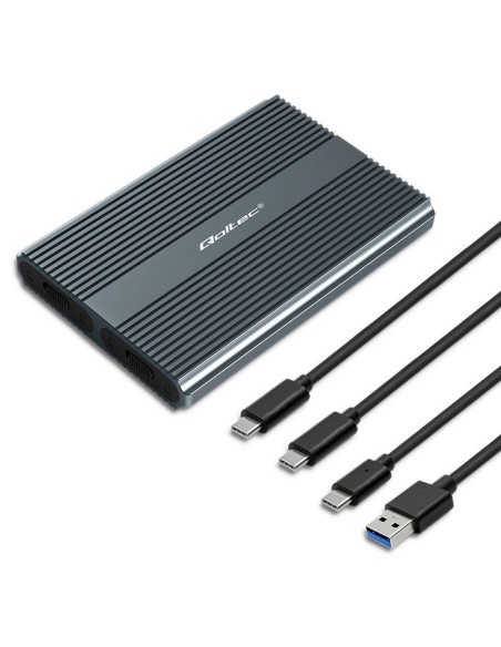 Qoltec Obudowa | Kieszeń Na Dysk M.2 Ssd | Sata | Nvme | Usb-C | Dual 2 X 2Tb